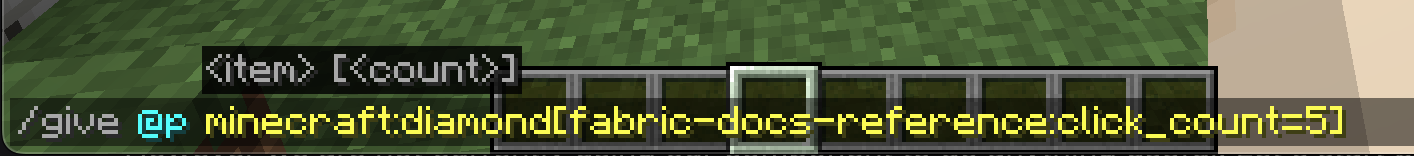 command showing the custom component